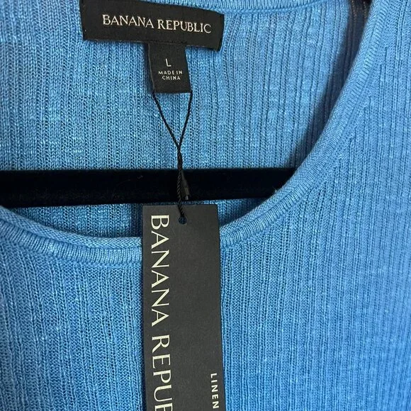NWT! Blue Linen Blend Sweater // Banana Republic Women's Size L - Picture 4 of 6